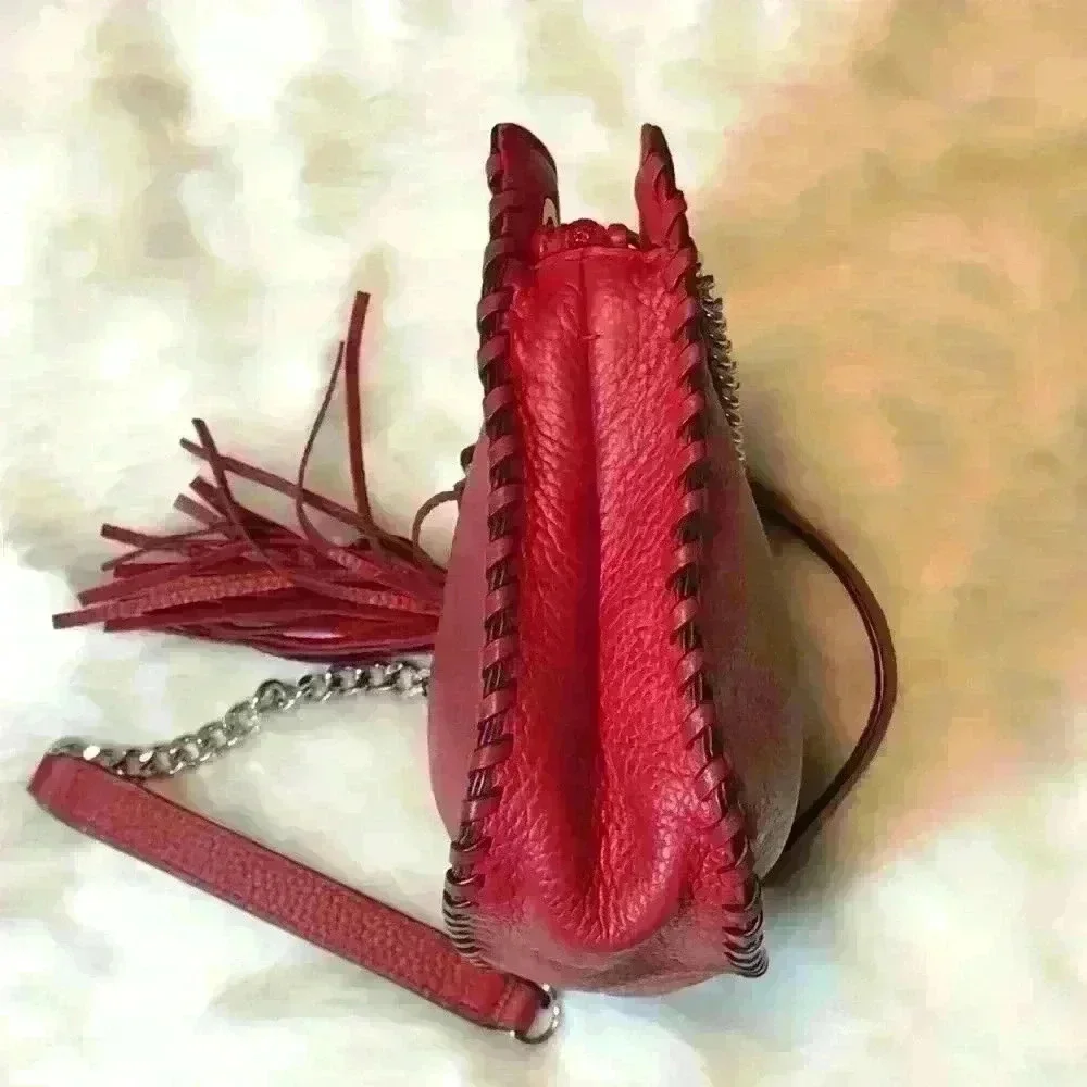 Michael Kors Red Chain Carry Small Leather Bag